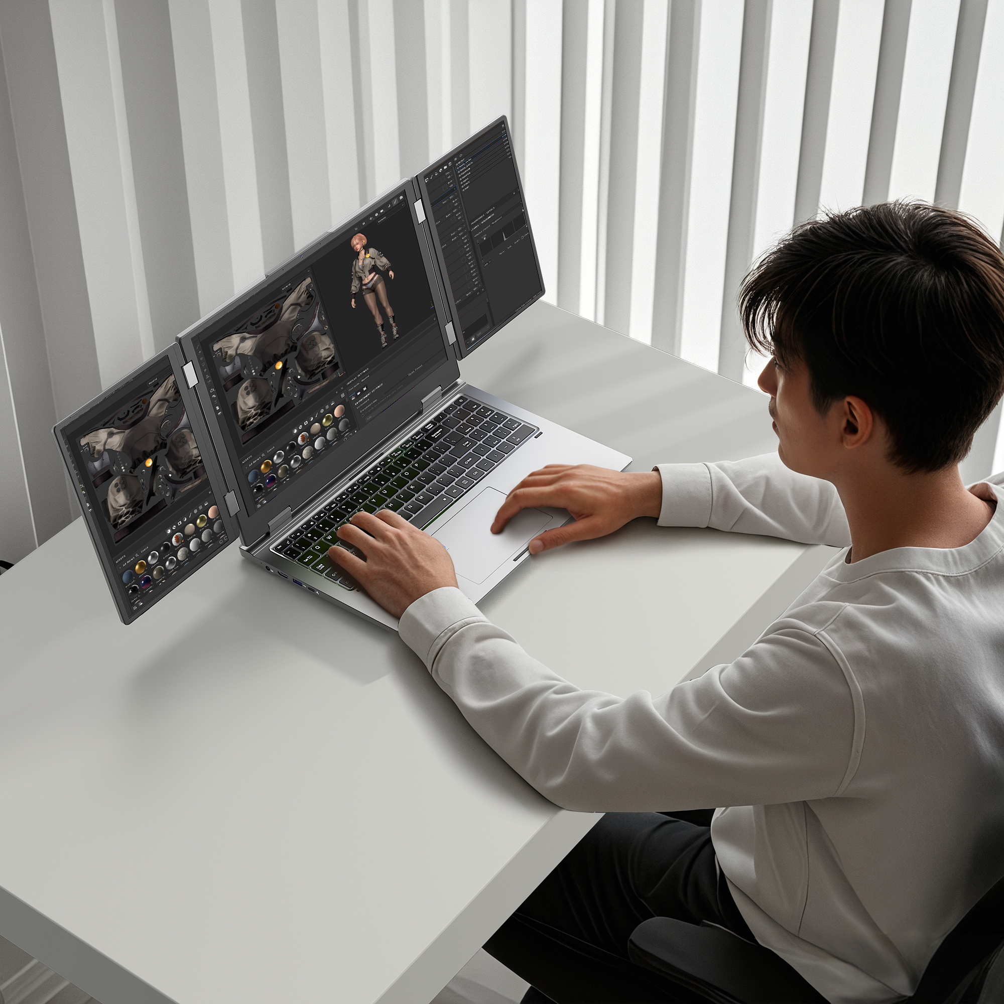 ノートパソコン パソコン 3画面 モニター 1920x1200 FHD 16インチ Windows11 メモリ32GB SSD1TB IPS core i7 ゲーム 作業 内蔵カメラ ステレオスピーカー max16 | VETESA | 13