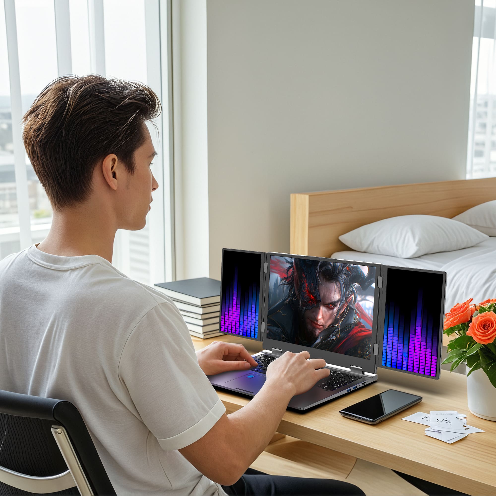 ノートパソコン パソコン 3画面 モニター 1920x1200 FHD 16インチ Windows11 メモリ32GB SSD1TB IPS core i7 ゲーム 作業 内蔵カメラ ステレオスピーカー max16 | VETESA | 12