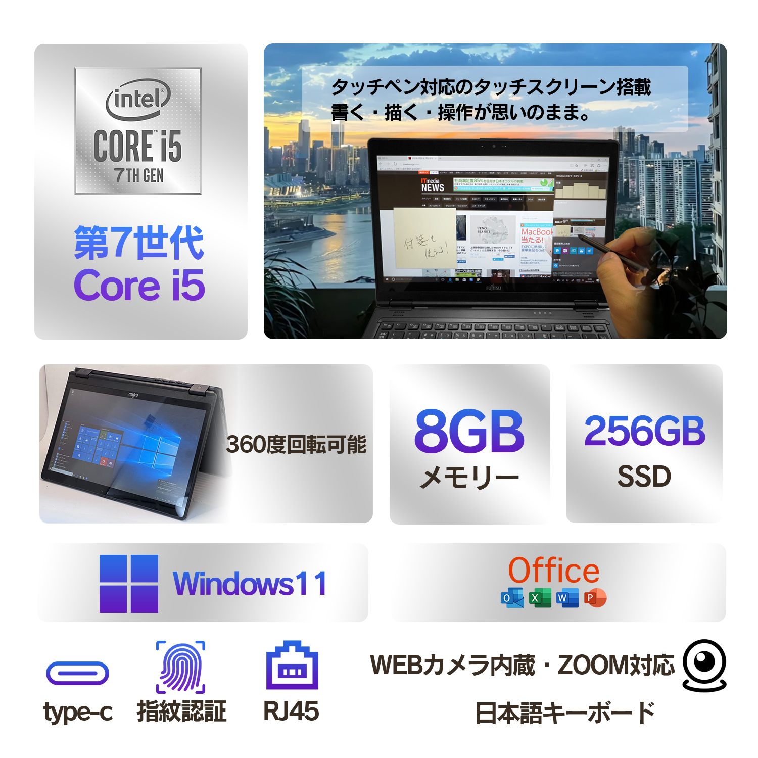 LIFEBOOK P fujistu 中古 PC ノートパソコン 富士通 P727 Win11 Office