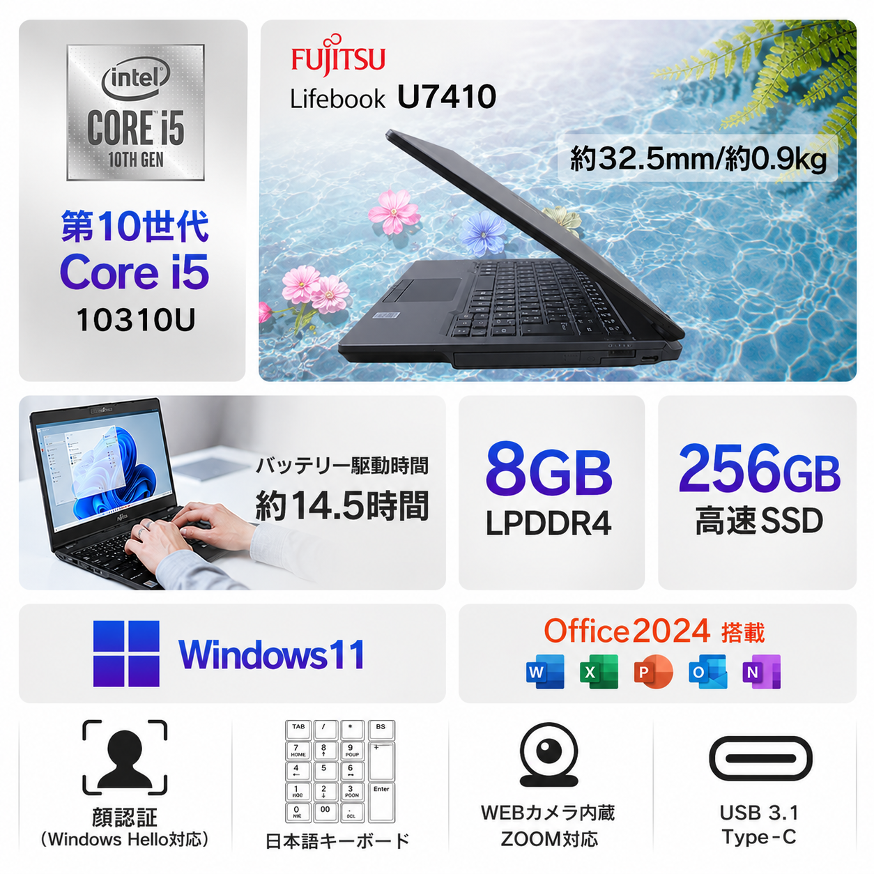 LIFEBOOK U ノートパソコン 中古 Office付き 富士通 U749/A U7410/D