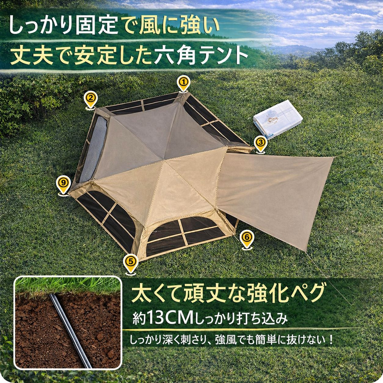 26年夏新商品！ワンタッチテント 全面遮光 UVカット UPF50+ 3-5人用