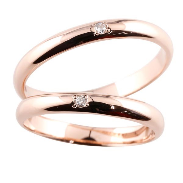 甲丸 ピンクゴールドk10 結婚指輪 ペアリング ダイヤモンド ソリティア 指輪 k10 10金 ダイヤ ストレート カップル 2.3