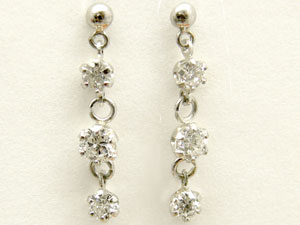 【送料無料】最短納期！ダイヤモンド:ピアス:トリロジー:プラチナ900:ダイヤモンド0.40ct【工房直販】:特別価格