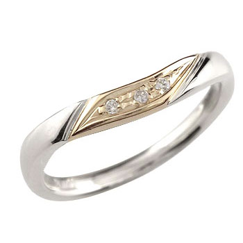 ダイヤモンド プラチナ リング イエローゴールドk18 エンゲージリング 婚約指輪