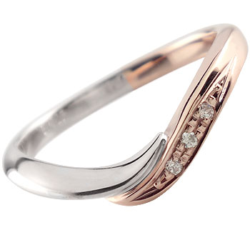 ダイヤモンド プラチナ リング ピンクゴールドk18 エンゲージリング 婚約指輪