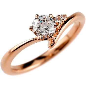 鑑定書付き SIクラス ピンクゴールドK18 ダイヤモンド 婚約指輪 エンゲージリング リング 一粒 大粒 ダイヤ ストレート 18金