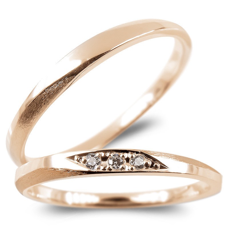 決算特価商品 ペアリング ダイヤモンド 結婚指輪 マリッジリング ピンクゴールドk18 18金 シンプル つや消し ダイヤ ストレート スイートペアリィー 女性 送料無料 偉大な日本正規品
