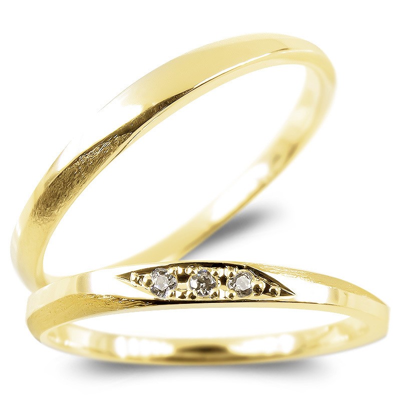 ペアリング ダイヤモンド 結婚指輪 マリッジリング イエローゴールドk10 つや消し