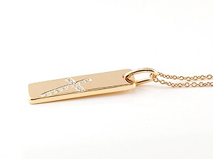 ネックレス 18金 クロス プレート ダイヤモンド ピンクゴールドk18 18k ペンダントトップ 十字架 シンプル 人気 ダイヤ プレゼント 女性 送料無料 sale_2