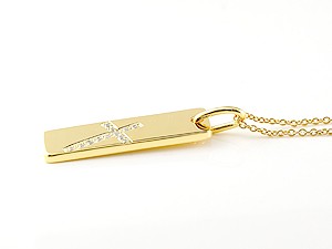 ネックレス 18金 クロス プレート ダイヤモンド イエローゴールドk18 18k ペンダントトップ 十字架 シンプル 人気 ダイヤ プレゼント 女性 送料無料 sale_2