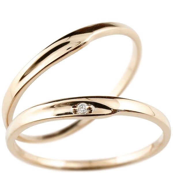 ペアリング 結婚指輪 マリッジリング ダイヤモンド ピンクゴールドk18 ダイヤ 18金 極細 華奢 結婚式