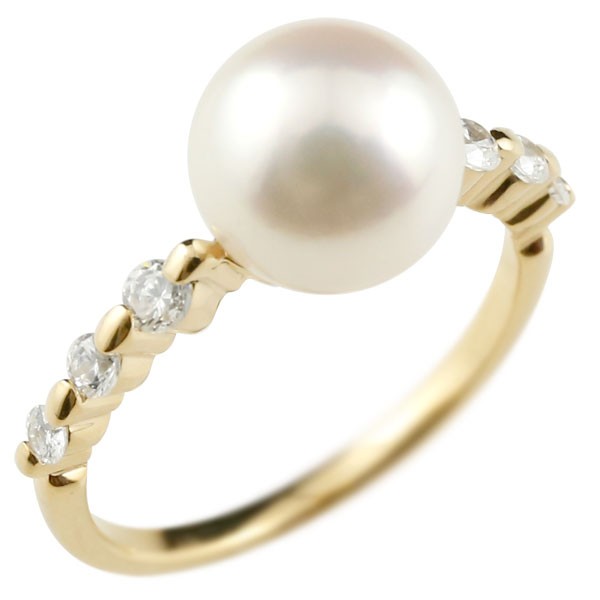ピンキーリング 真珠 パール イエローゴールドk10 リング  指輪