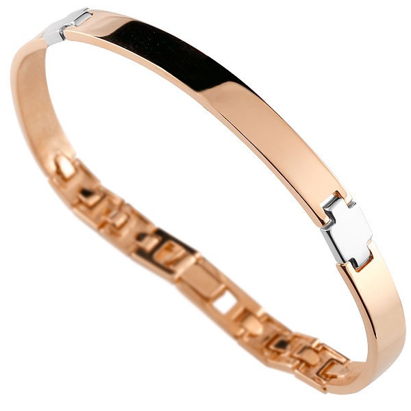 メンズ ピンクゴールドk18 ブレスレット クロスデザイン 地金ブレスレット 幅広 十字架 18金 シンプル 18k