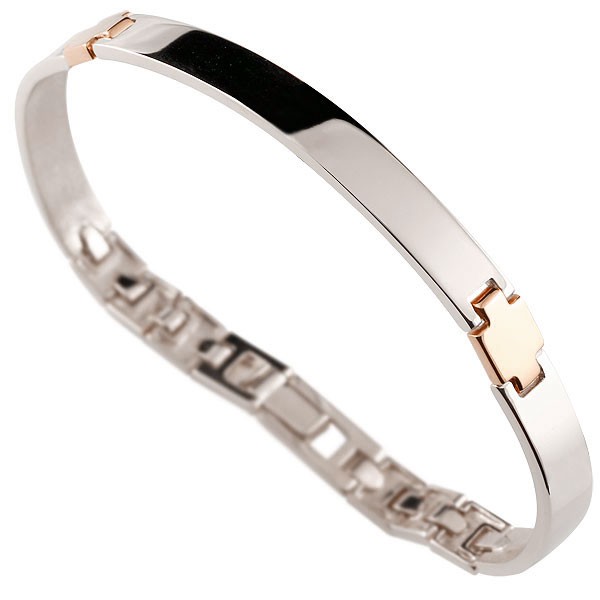 メンズ プラチナ ピンクゴールドk18 ブレスレット クロスデザイン 地金ブレスレット 幅広 十字架 18金 シンプル 18k pt900 コンビブレスレット