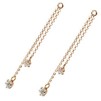 2個 パーツ ピアス用 イヤリング用 ピンクゴールドk18 アクアマリン ダイヤモンド シンプル レディース