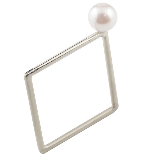 リング アコヤパール スクエア ホワイトゴールドk10 指輪 ピンキーリング 四角 ホーニング