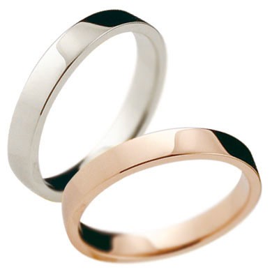 ペアリング ピンクゴールド 3ミリ マリッジリング 結婚指輪 平角