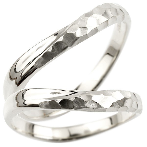 ペアリング 結婚指輪 シルバー マリッジリング 結婚式  槌目 槌打ち ロック仕上げ sv925 地金 緩やかなV字