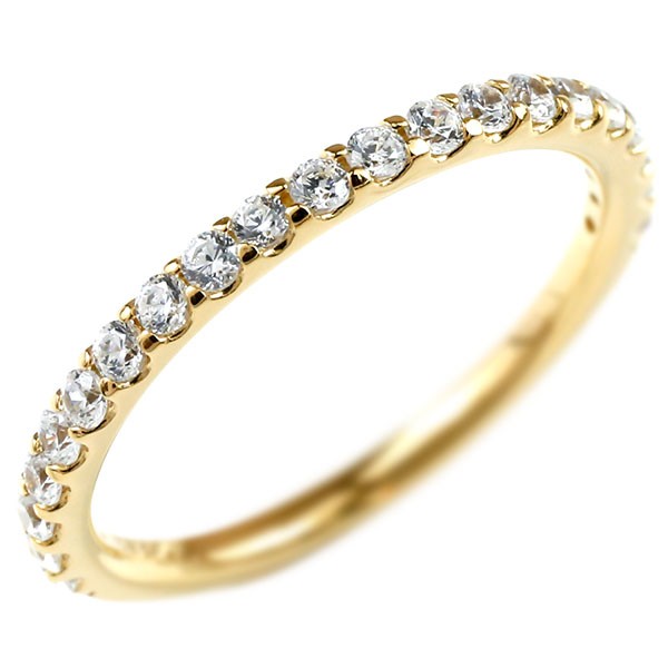 婚約指輪 ダイヤモンド ハーフエタニティ リング イエローゴールドk10 エンゲージリング ダイヤ 指輪 ピンキーリング 10金 宝石 レディース