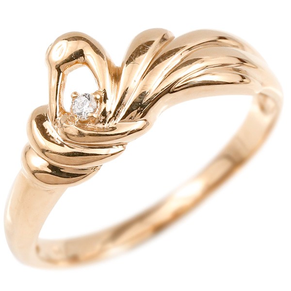 婚約指輪 ダイヤ リング ピンクゴールドk10 ダイヤモンド ツル 
