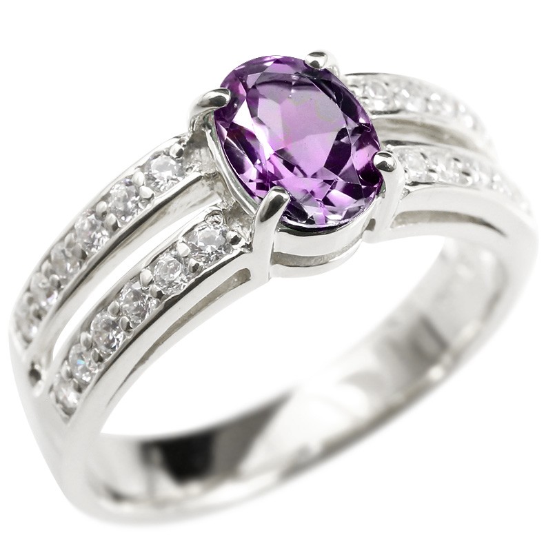 リング ダイヤモンド アメジスト 婚約指輪 ピンキーリング ダイヤ 指輪 幅広 エンゲージリング シルバー925 レディース