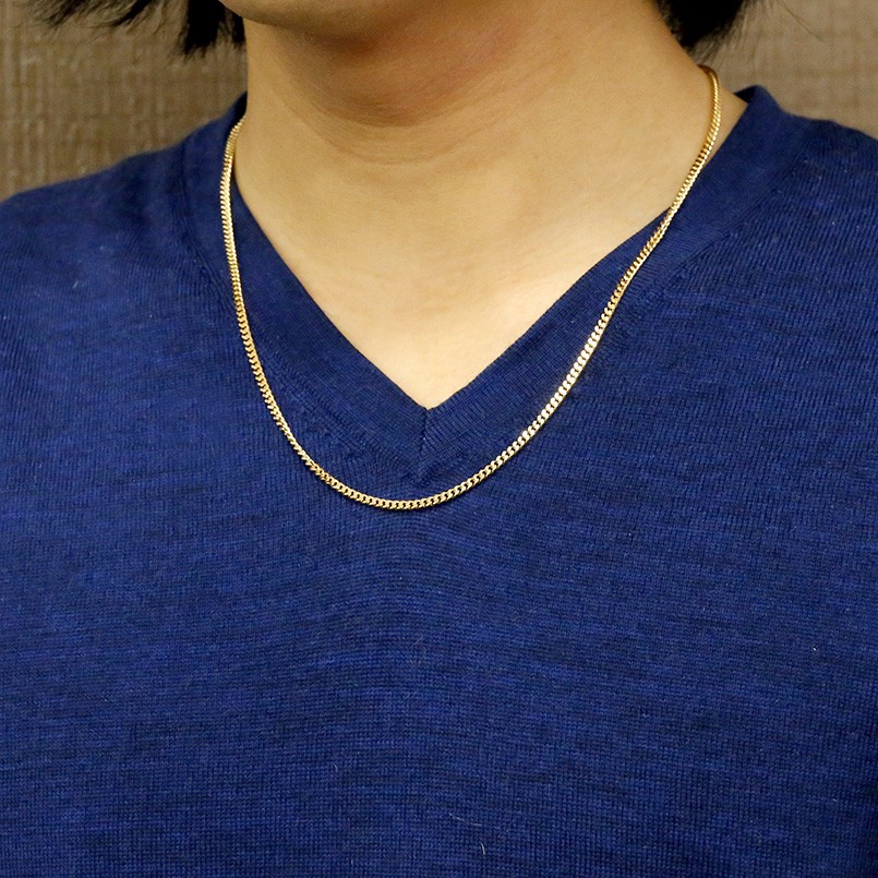 18金 ネックレス メンズチェーン 50cm 喜平 2面カットキヘイ イエローゴールドk18 2.6ミリ幅 地金 男性 シンプル 送料無料 人気  セール SALE メンズアクセサリー
