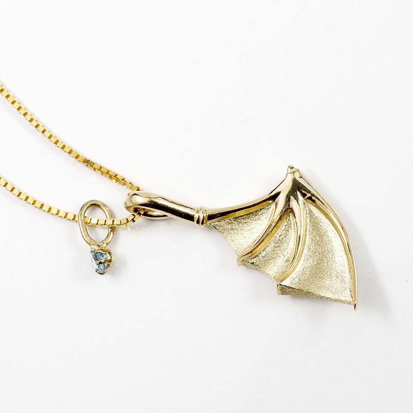18金 ネックレス レディース コウモリ 羽根 選べる 天然石 ペンダントトップ ゴールド 18k イエローゴールドk18 トップ 羽 翼 蝙蝠 送料無料 セール saleの画像