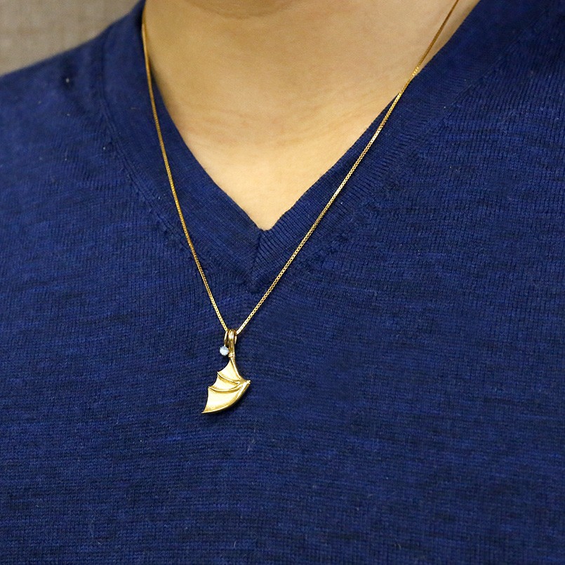 18金 ネックレス レディース コウモリ 羽根 選べる 天然石 ペンダントトップ ゴールド 18k イエローゴールドk18 トップ 羽 翼 蝙蝠 送料無料 セール saleの画像