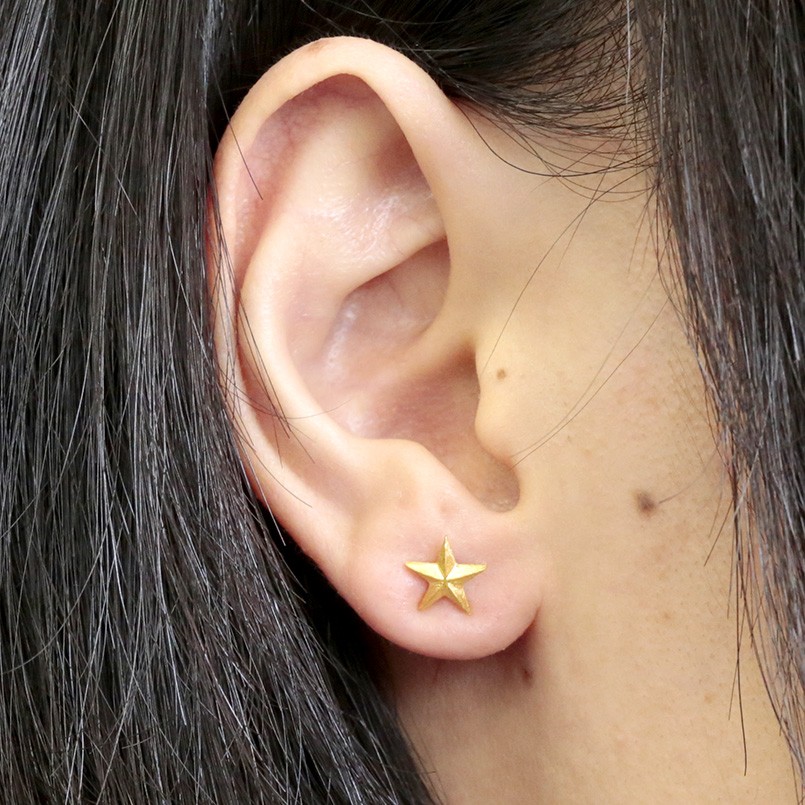 24金 ピアス ペア 星 メンズ 18金 純金 キャッチのいらないピアス スター ゴールド 24k 18k あすつく 送料無料 セール SALE｜atrus｜02