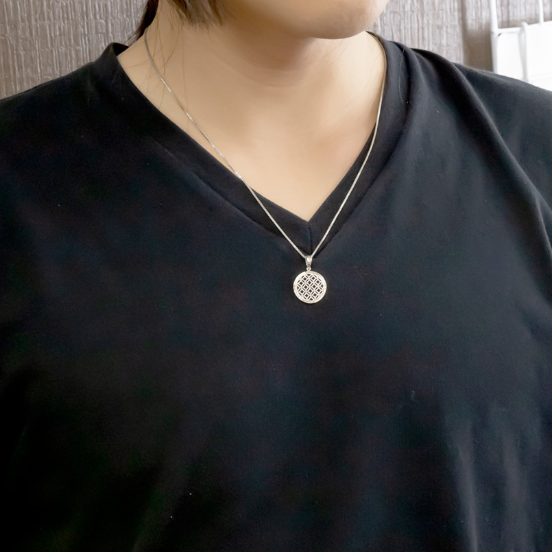 シルバー 18金 ネックレス トップ メンズ 七宝文様 コンビ sv925