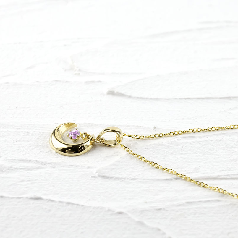18金 ネックレス トップ 選べる天然石 三日月 ゴールド 18k ゴールドk18 ペンダント チェーン 女性 月 ムーン 送料無料 セール SALE