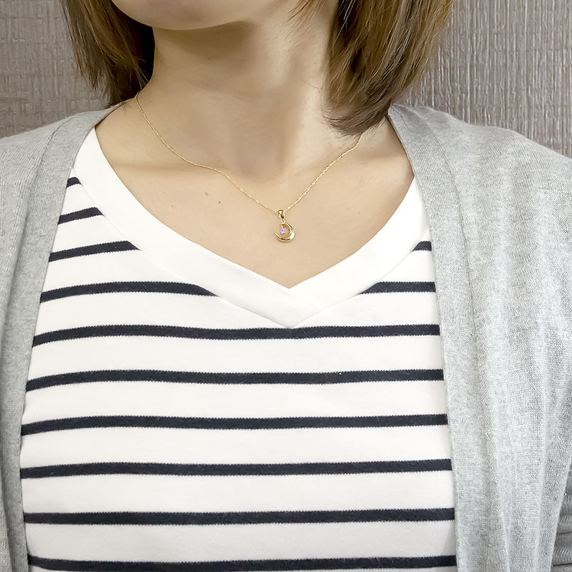 18金 ネックレス トップ 選べる天然石 三日月 ゴールド 18k ゴールドk18 ペンダント チェーン 女性 月 ムーン 送料無料 セール SALE