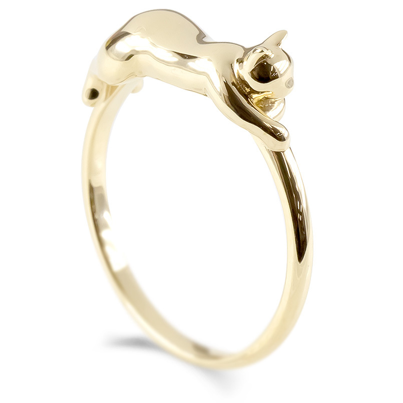 『Golden Cat』猫リング レディース 指輪 K18イエローゴールド Golden Cat』猫リング レディース 指輪 K18イエローゴールド