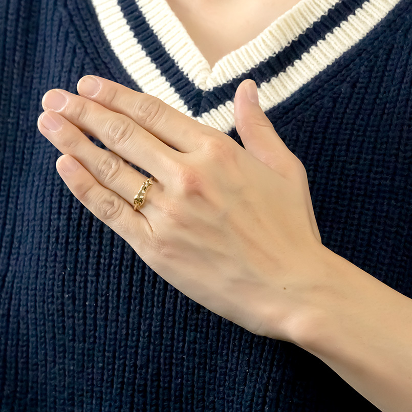18金 リング ゴールド 猫 指輪 イエローゴールドk18 婚約指輪 安い