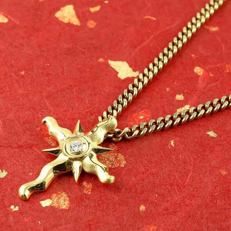 24金 ネックレス 純金 メンズ 太陽 クロス 十字架 24k ペンダント