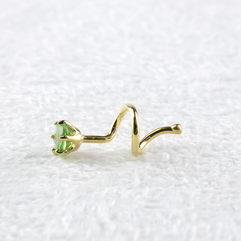 ピアス 18金 片耳ピアス グリーンガーネット キャッチのいらないピアス ゴールド イエローゴールドk18 18k キャッチナッシャー あすつく 送料無料 saleの画像