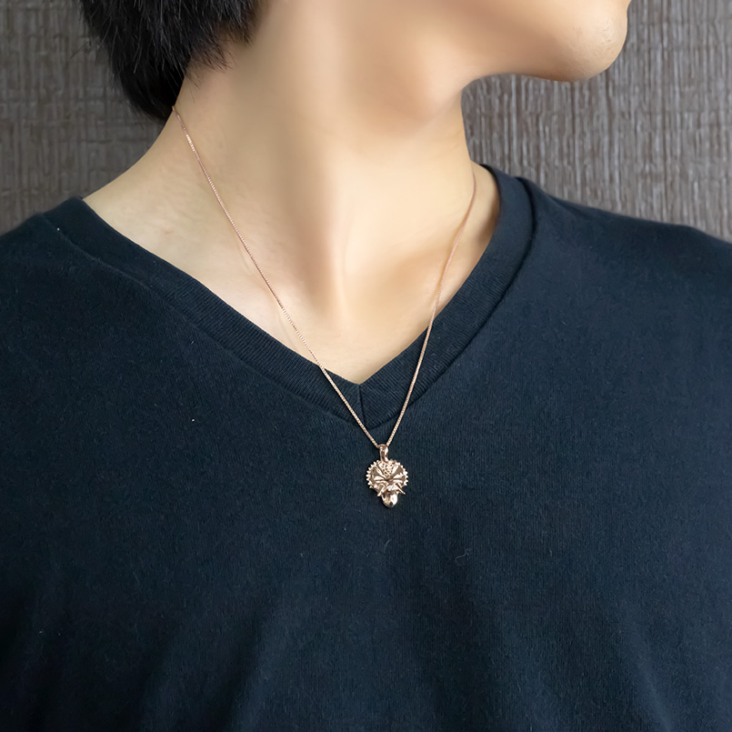 ゴールド ネックレス トップ メンズ ダイヤモンド トリケラトプス シールド ピンクゴールドk10 10金 10k ペンダント 恐竜 盾 ダイナソーシリーズ 送料無料 saleの画像