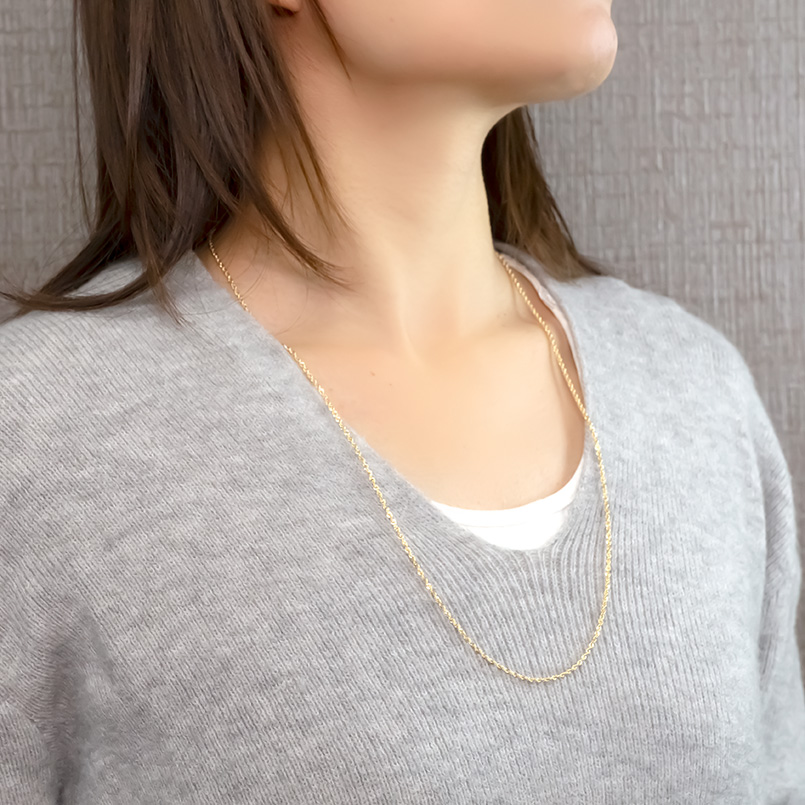 18金 ネックレス チェーンのみ 65cm シャインロープネックレス 中空 スライド式 ゴールド 18k イエローゴールドk18 地金 男女兼用 あすつく 送料無料 saleの画像