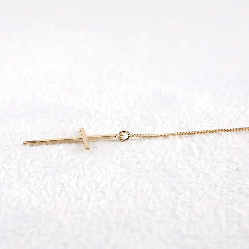 ピアス 揺れる ロングピアス クロス 揺れる スイング ピンクゴールドk18 18k 片耳 ピアス アメリカンピアス k18 揺れるピアス 送料無料 セール saleの画像