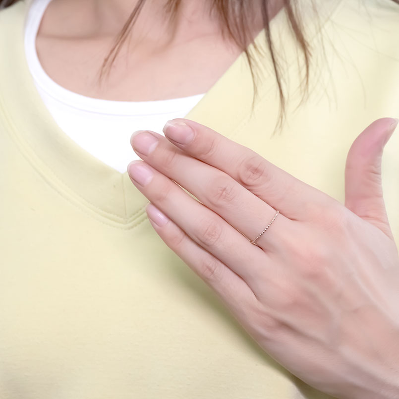 18金 リング レディース 指輪 ボール 極細 繊細 ゴールドイエローゴールドk18 婚約指輪 安い ピンキーリング 地金 華奢 シンプル 重ね付け あすつく 送料無料 関連画像1