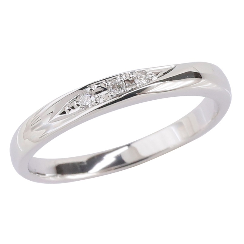 18金 メンズ リング 人気 リング指輪 ダイヤモンド リング ホワイトゴールドK18 ダイヤモンド 0.03ct ピンキーリング ダイヤ ストレート 送料無料