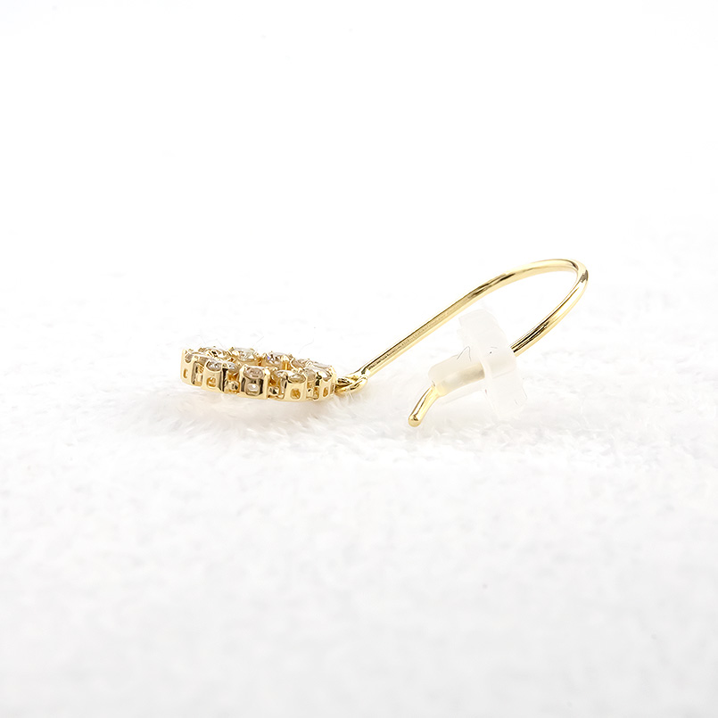 18金 ピアス ペア ベリーライトブラウンダイヤモンド サークル リング フックピアス イエローゴールドk18 丸 円 揺れる ゆれる あすつく 送料無料 セール saleの画像