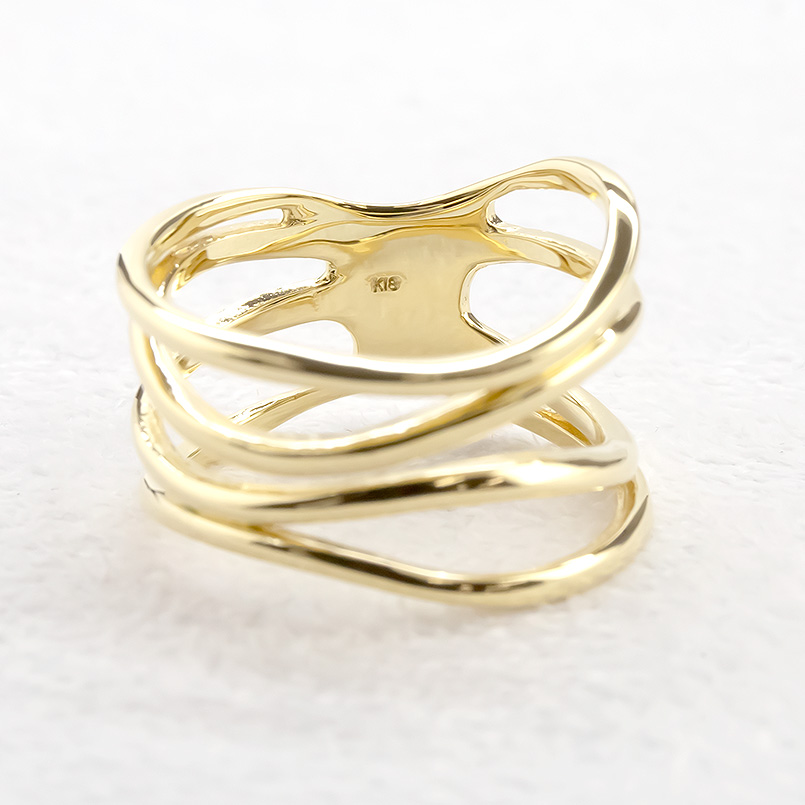 婚約指輪 安い 18金 リング 4連 レディース 指輪 ゴールド イエローゴールドk18 ピンキーリング 幅広 透かし 大人 女性 人気 エレジャス 送料無料 セール SALE｜atrus｜06