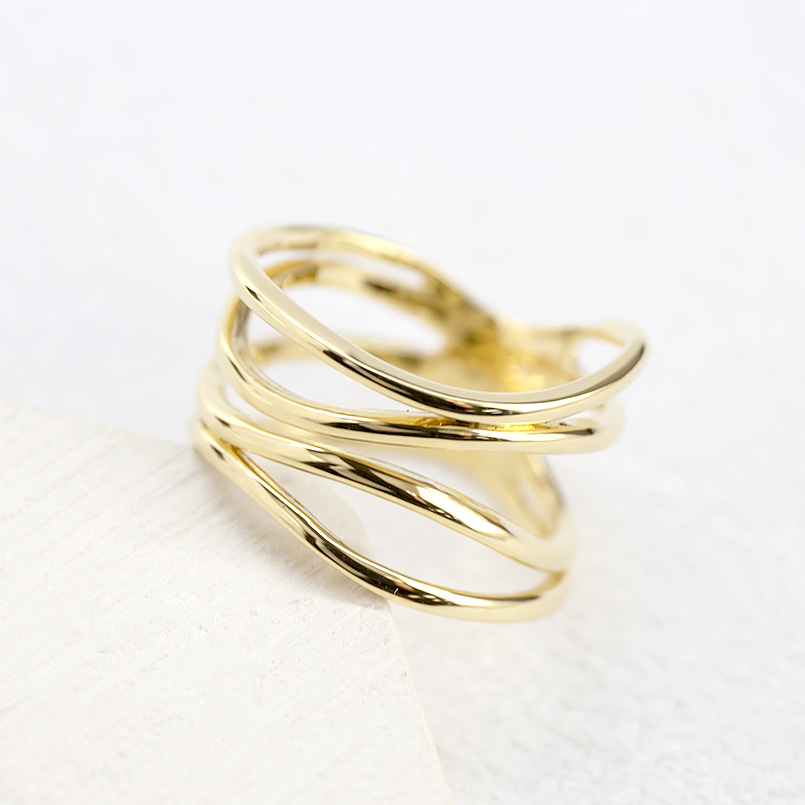 婚約指輪 安い 18金 リング 4連 レディース 指輪 ゴールド イエローゴールドk18 ピンキーリング 幅広 透かし 大人 女性 人気 エレジャス 送料無料 セール SALE｜atrus｜05