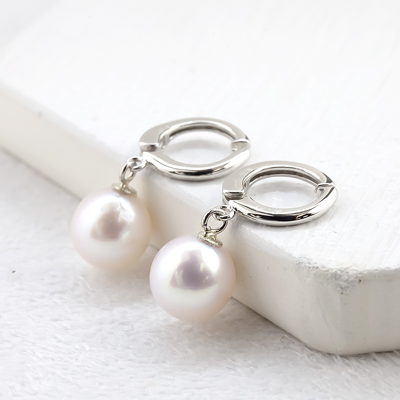 上質 本真珠 揺れる パール pm850 寂しく プラチナ 真珠 イヤリング  