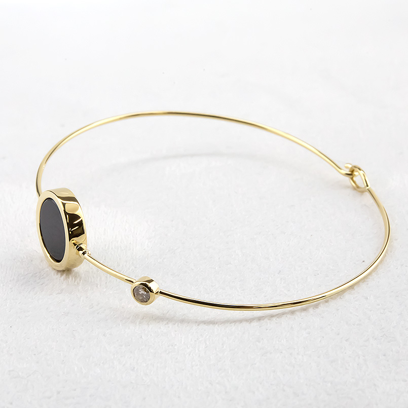 限定品 18金 ブレスレット 選べる天然石 ライトブラウンダイヤモンド レディース バングル イエローゴールドk18 シンプル エレジャス 送料無料 セール SALE 【U2633426800】(96250円)