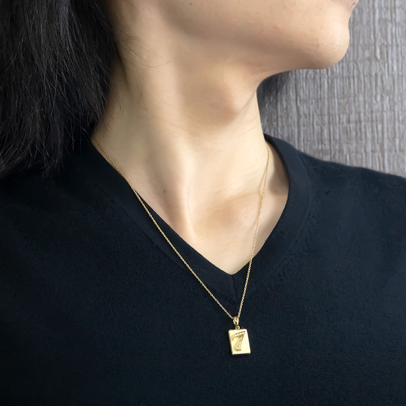ゴールド ネックレス トップ メンズ ダイヤモンド 選べる数字 イエローゴールドk10 ペンダント シンプル プレート ナンバー 数字 送料無料 セール saleの画像