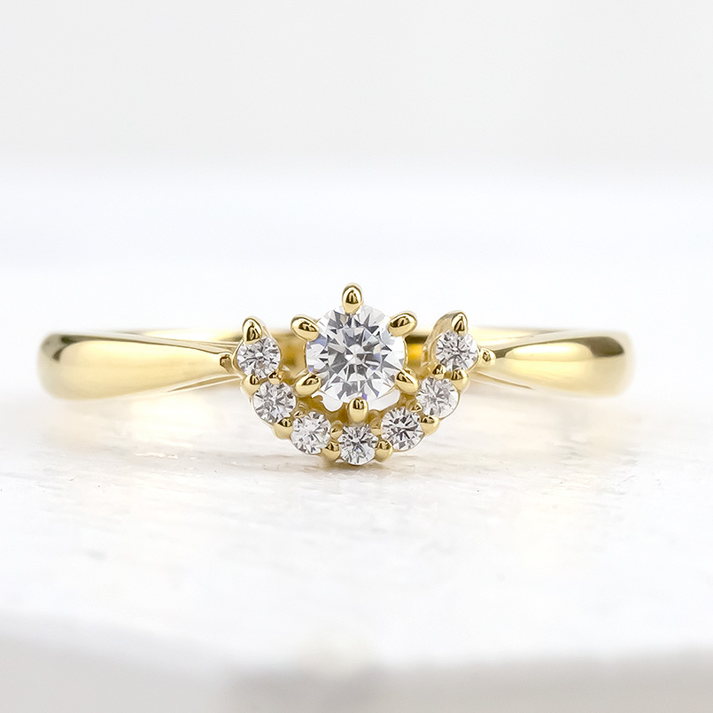婚約指輪 安い 18金 リング ダイヤモンド レディース 指輪 イエローゴールドk18 ピンキーリング ダイヤ ハーフヘイロー 女性 プラスミミ 送料無料 セール SALE｜atrus｜08