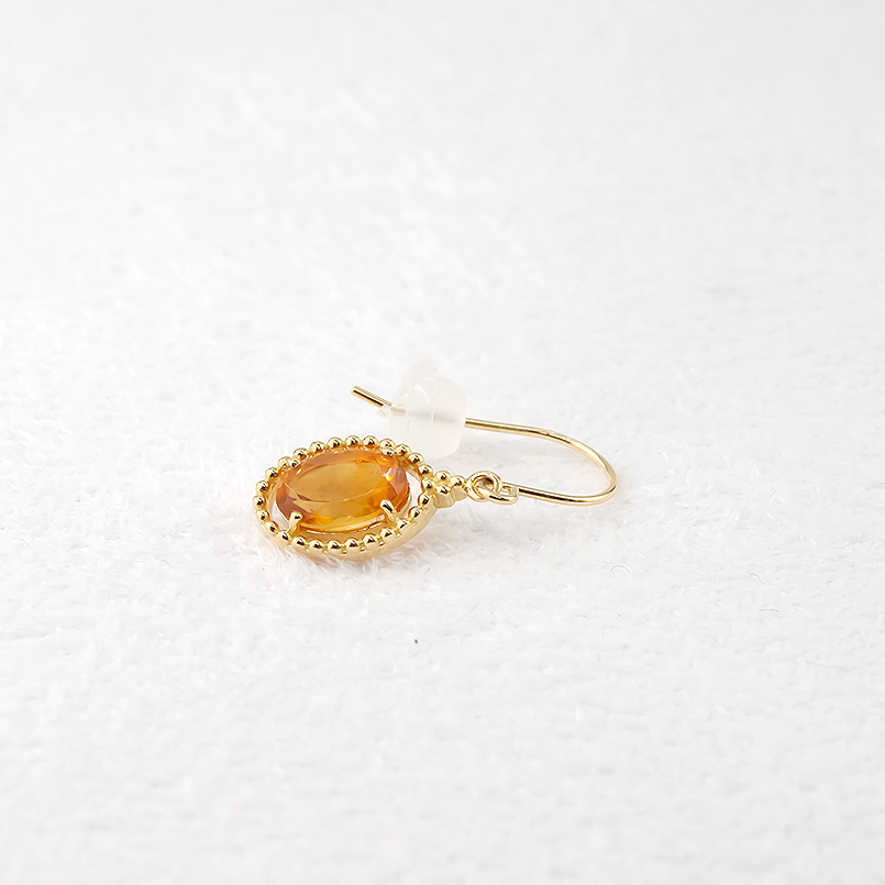 18金 ピアス ペア 選べる天然石 アメジスト シトリン ゴールド イエローゴールドk18 18k フックピアス 大粒 ゆれる ミル打ち あすつく 送料無料 セール saleの画像
