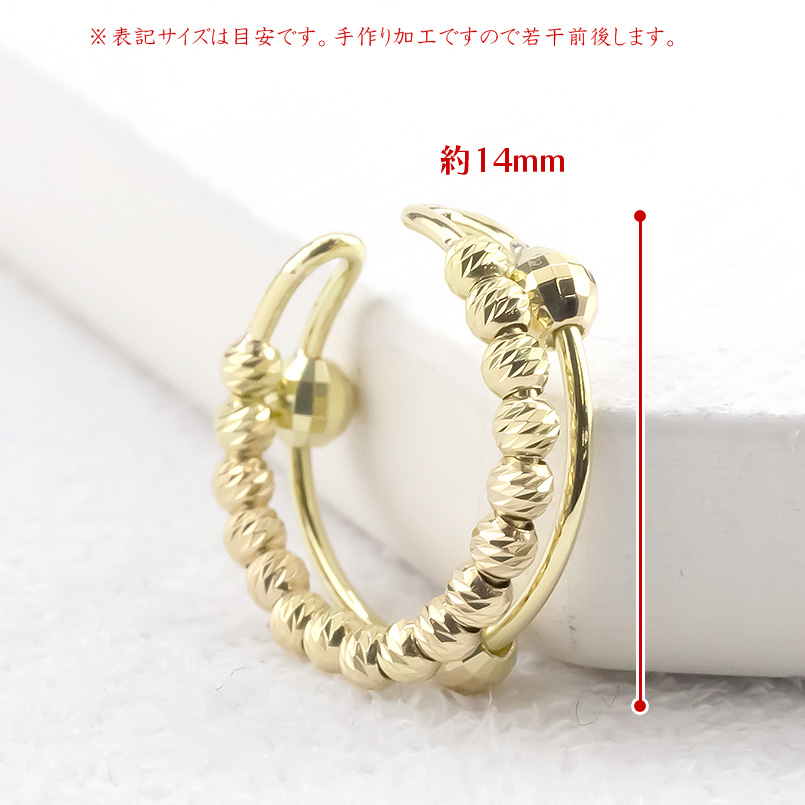 18金 イヤーカフ ネックレス 2way ミラーボール カット ゴールド イエローゴールドk18 ペンダントトップ イヤークリップ 片耳用の画像